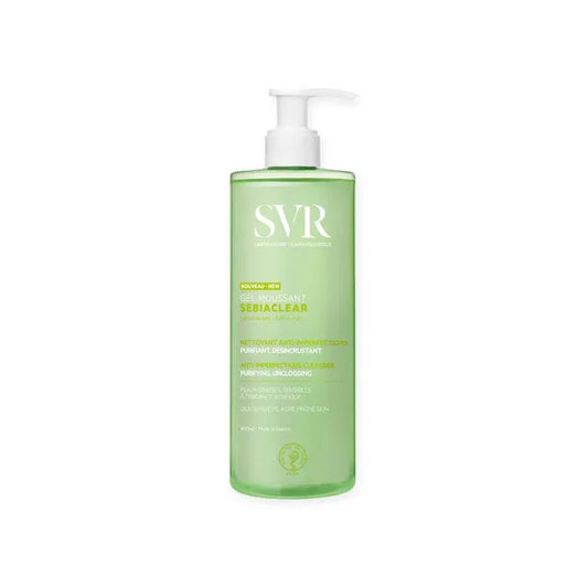 SVR SEBIACLEAR - Gel Moussant Nettoyant Anti-Imperfections - Visage et Corps - Peaux Grasses à Tendance Acnéique, 400ml