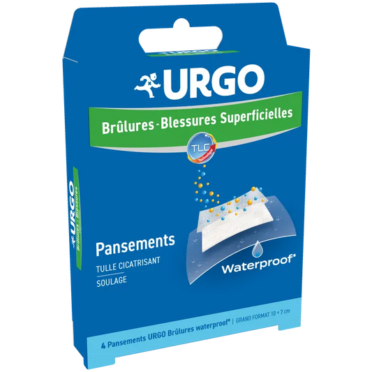 Urgo BRÛLRES BLESSURES SUPERFICIELLES - Pansements Waterproof, 4 unités