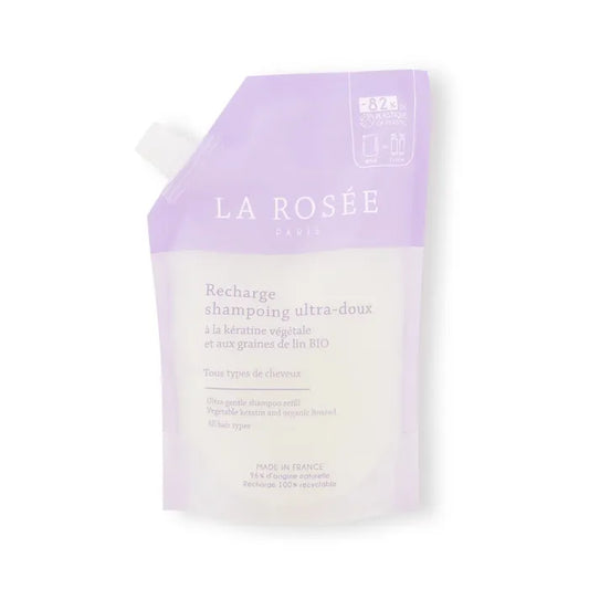 La Rosée Recharge Shampoing Ultra-Doux à la Kératine Végétale et aux Graines de Lin Bio - Tous Types de Cheveux, 400ml