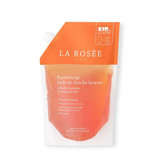 La Rosée Eco Recharge Huile de Douche Lavante à l'Huile de Graines de Tournesol Bio - Tous Types de Peaux, 800ml