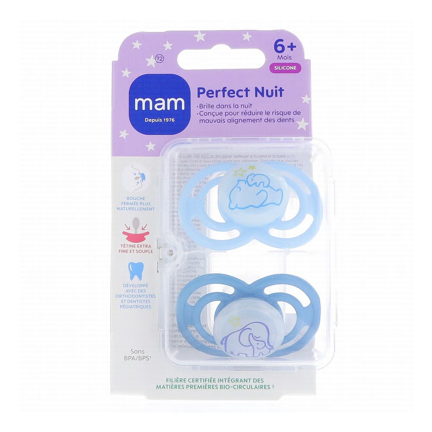 MAM Sucette Perfect Nuit 6+ Mois Silicone x 2