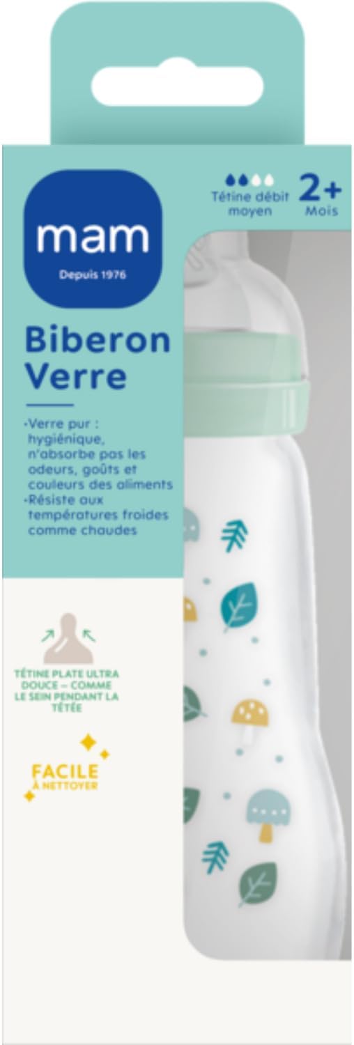MAM Biberon Verre Bleu 260 ml 2+ mois