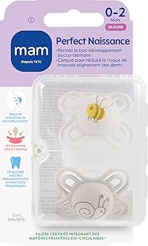 Mam Perfect Naissance 2 Sucettes 0‑2 mois – Lot de 2 sucettes silicone