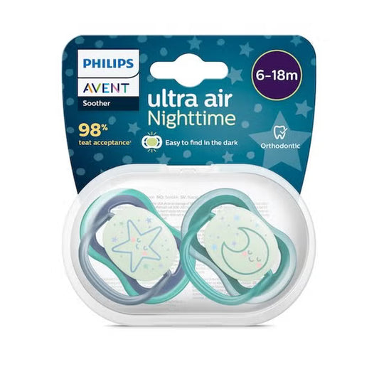 Philips Avent Ultra Air Nighttime 6‑18 mois Lot de 2 sucettes