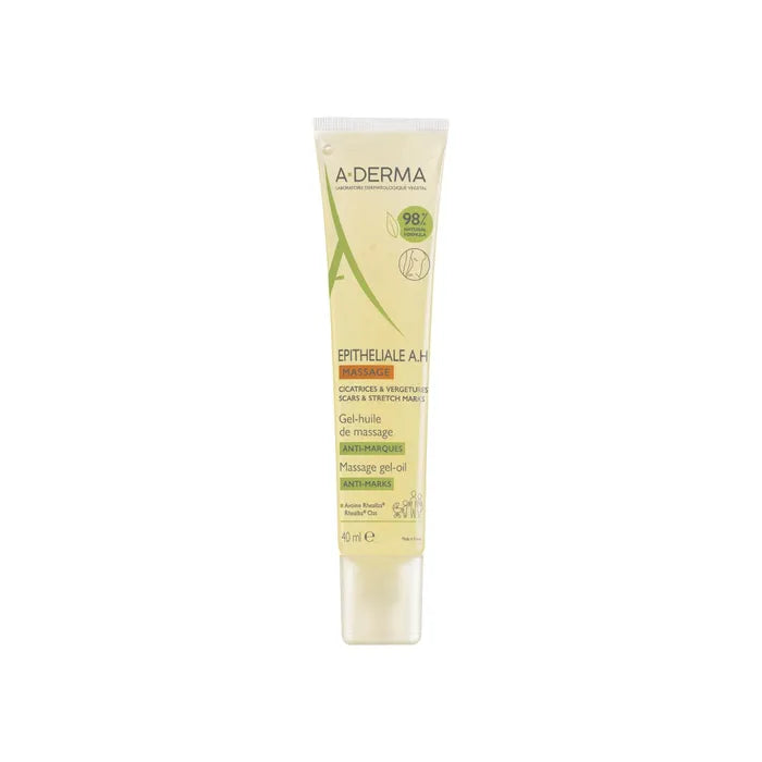 A-derma EPITHELIALE A.H - Gel-Huile de Massage anti-Marques - Visage et Corps - Peaux Fragilisées, 40ml