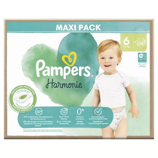 Pampers Harmonie – Taille 6 (16+ kg) – 58 couches
