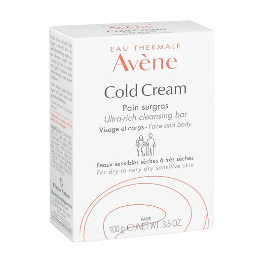 Avène COLD CREAM - Pain Surgras Nettoyant Nourrissant - Visage et Corps - Peaux Sèches à Très Sèches, 100g