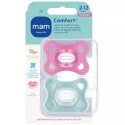 MAM Comfort Sucettes Silicone 2‑6 mois (Lot de 2) – Rose/Bleu (2-6 mois)