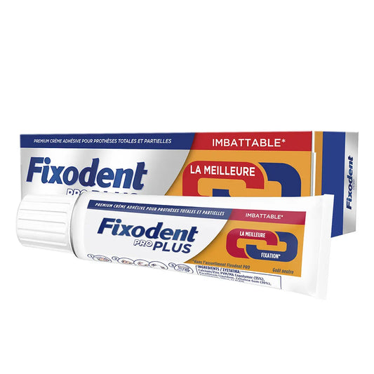Fixodent Pro Plus – Crème Adhésive Prothèses Totales & Partielles – Mordant Imbattable – 40 g