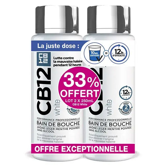 CB12 White – Bain de Bouche Dents Blanches – Lot de 2 x 250 ml