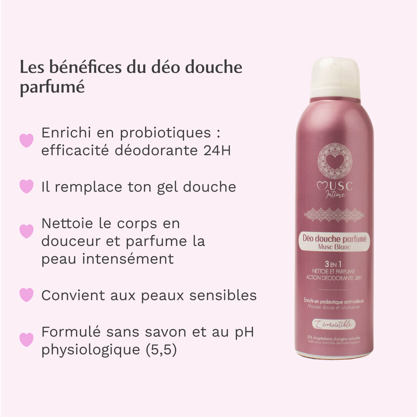 Musc Intime Déo Douche Parfumé – Musc Blanc (L’Irrésistible)