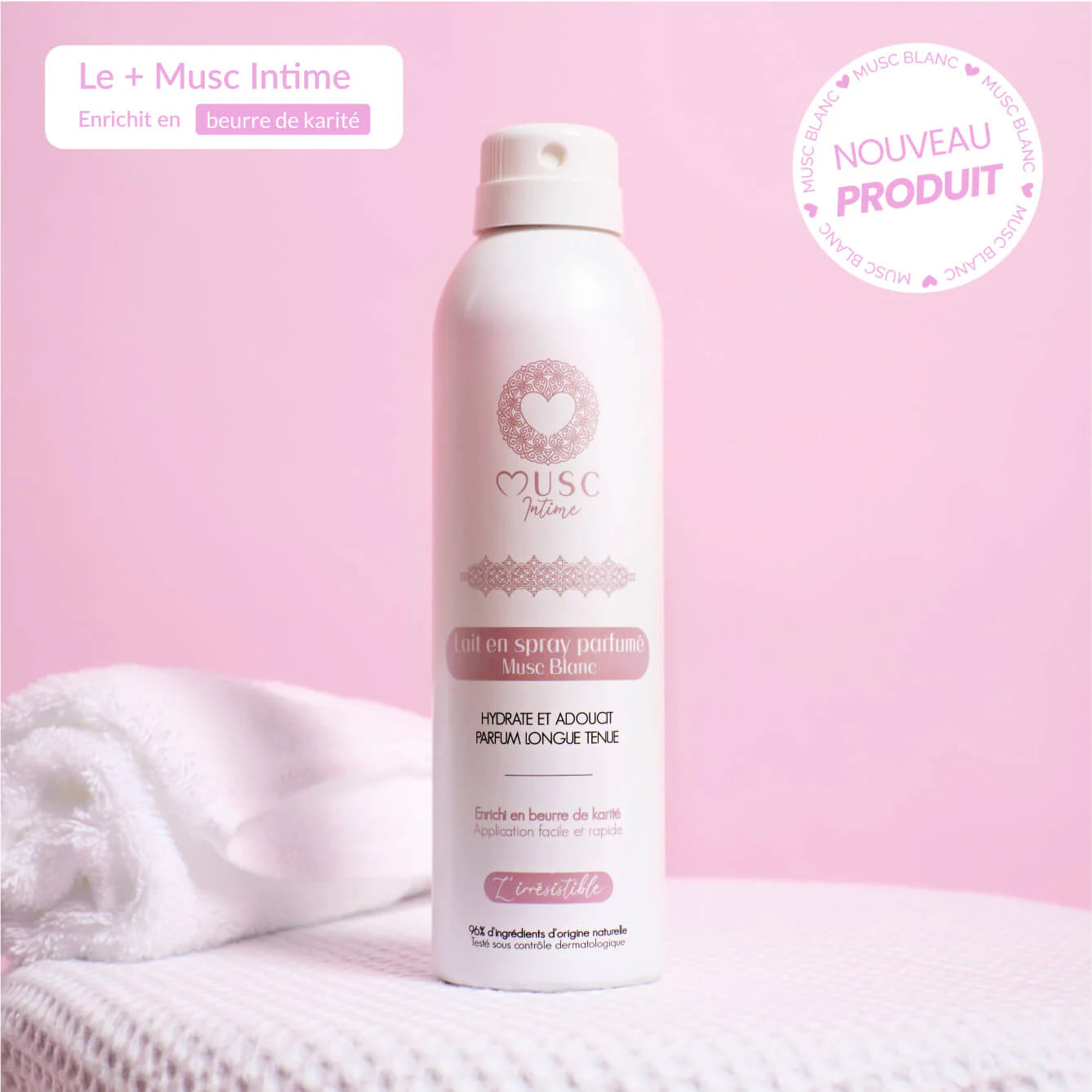 Musc Intime Lait en Spray Parfumé – Musc Blanc (L’Irrésistible)