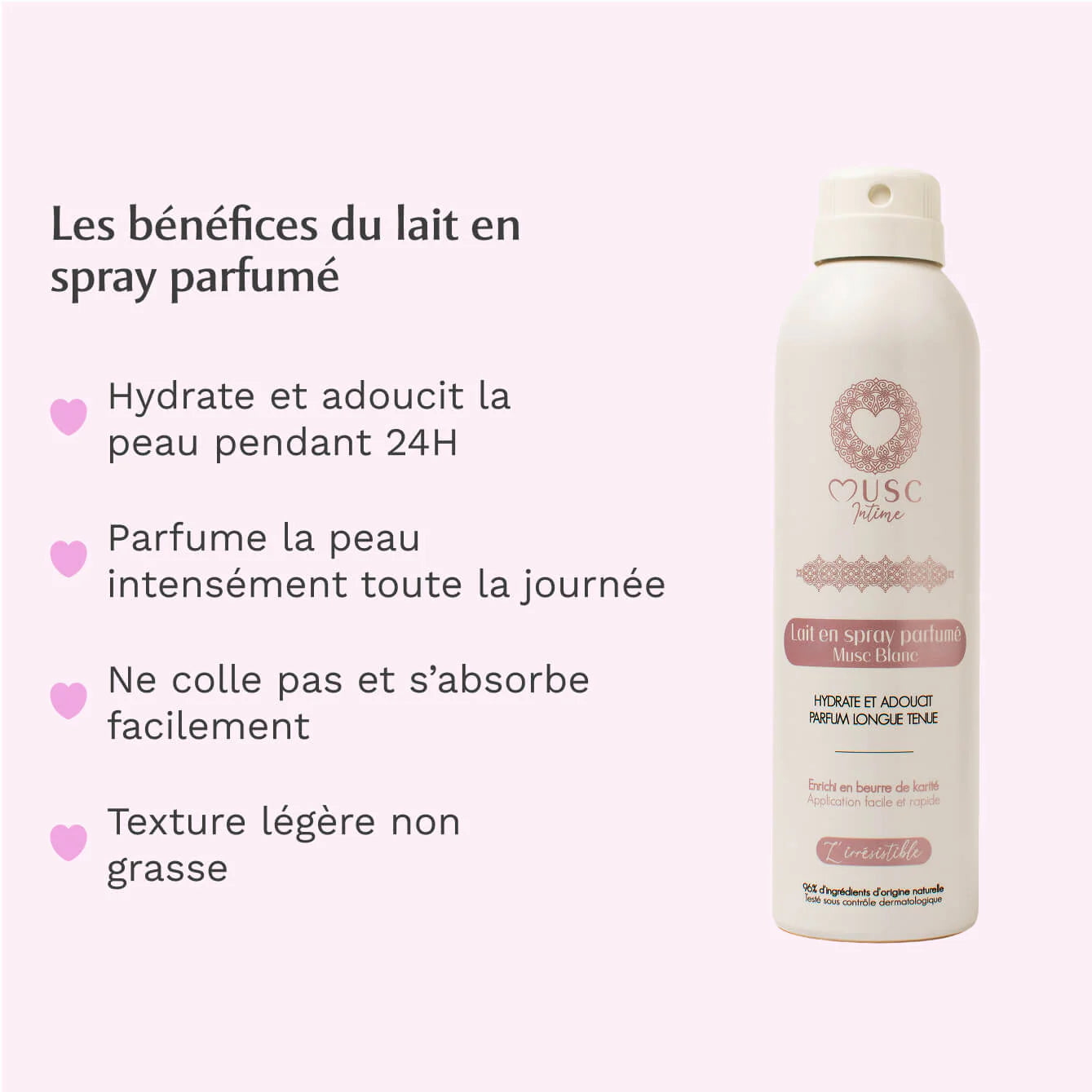 Musc Intime Lait en Spray Parfumé – Musc Blanc (L’Irrésistible)