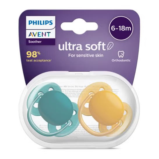 Philips Avent Ultra Soft 6‑18 mois Lot de 2 sucettes
