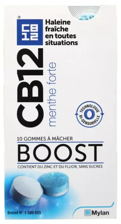 CB12 Boost – Chewing-gum Sans Sucre – Boîte de 10