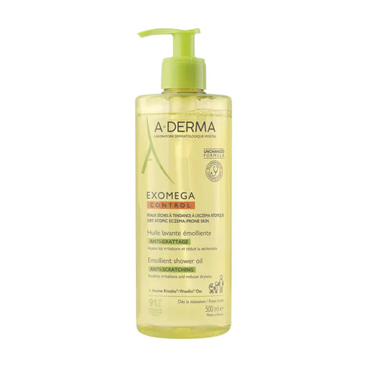 A-derma EXOMEGA CONTROL - Huile Lavante Émolliente Anti-Grattage - Visage et Corps - Peaux Sèches à Tendance Atopique, 500ml