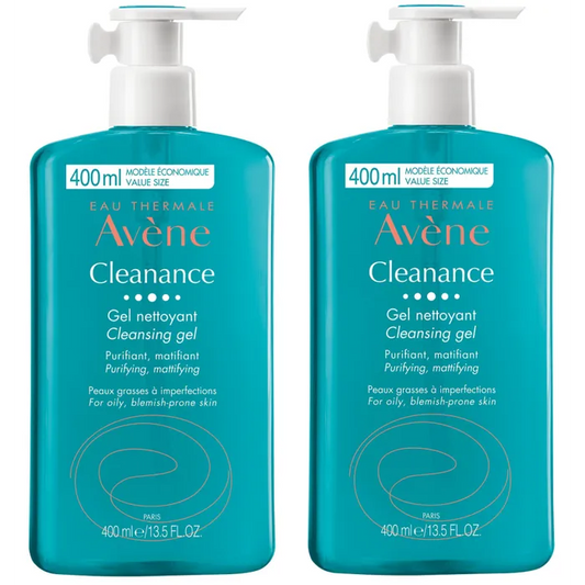 Avène CLEANANCE - Gel Nettoyant Purifiant - Visage et Dos - Peaux Grasses à Imperfections, 2x400ml