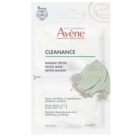 Avène CLEANANCE - Masque Détox Matifiant et Purifiant Unidose - Visage - Peaux Sensibles à Imperfections, 2x6ml