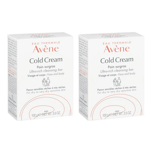 Avène COLD CREAM - Pain Surgras Nettoyant Nourrissant - Visage et Corps - Peaux Sèches à Très Sèches, 2x100g