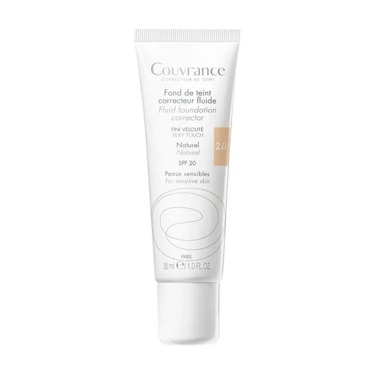 Avène COUVRANCE - Fond de Teint Correcteur Fluide SPF20 n°2 Naturel - Peaux Sensibles, 30ml