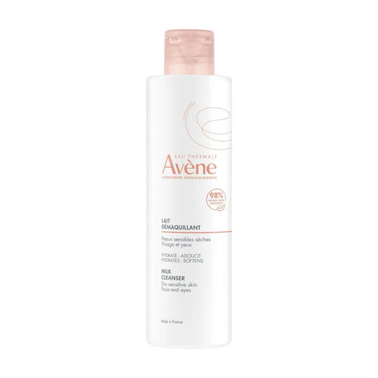 Avène LES ESSENTIELS - Lait Démaquillant Hydratant - Visage et Yeux - Peaux Sensibles et Sèches, 200ml