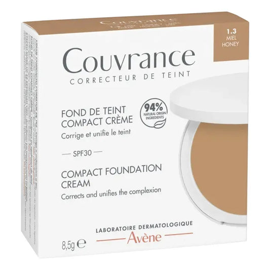 Avène COUVRANCE - Fond de Teint Compact Crème SPF30 - Teinte 1.3 Miel, 8.5g