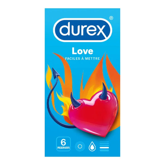 Durex LOVE - Préservatifs Lubrifiés, 6 Unités