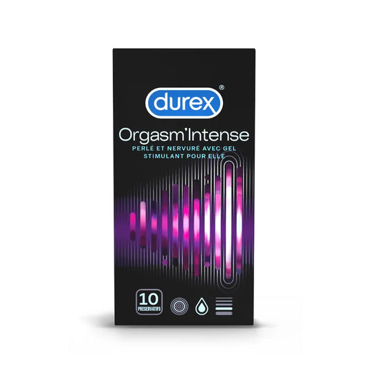Durex ORGASM' INTENSE - Préservatifs Perlés et Nervurés, 10 Unités