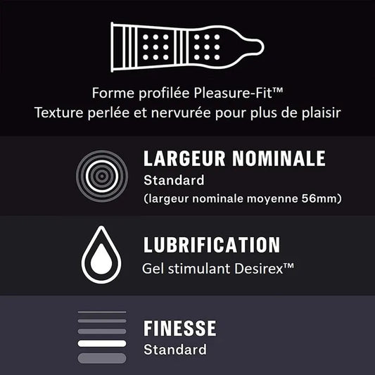 Durex ORGASM' INTENSE - Préservatifs Perlés et Nervurés, 10 Unités