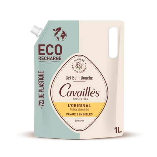 Cavaillès QUOTIDIEN - Eco-Recharge Gel Bain et Douche Surgras Actif L'Original - Peaux Sensibles, 1L
