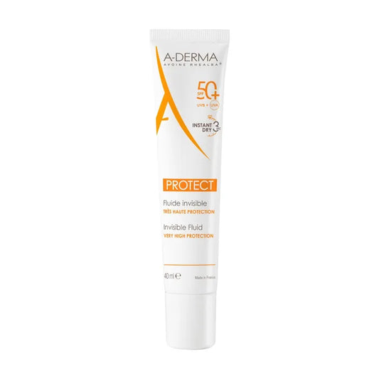 A-derma PROTECT - Fluide Solaire Invisible Très Haute Protection SPF50+ - Visage - Peaux Mixtes à Grasses, 40ml