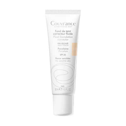 Avène COUVRANCE - Fond de Teint Correcteur Fluide SPF20 n°1 Porcelaine - Peaux Sensibles, 30ml