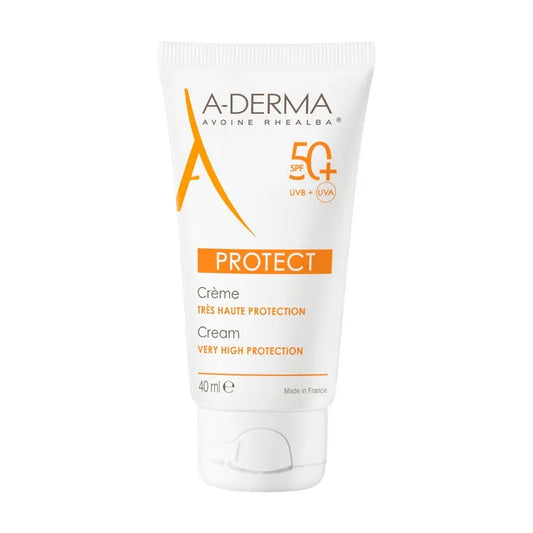 A-derma PROTECT - Crème Solaire Très Haute Protection SPF50+ - Visage - Peaux Sèches, 40ml