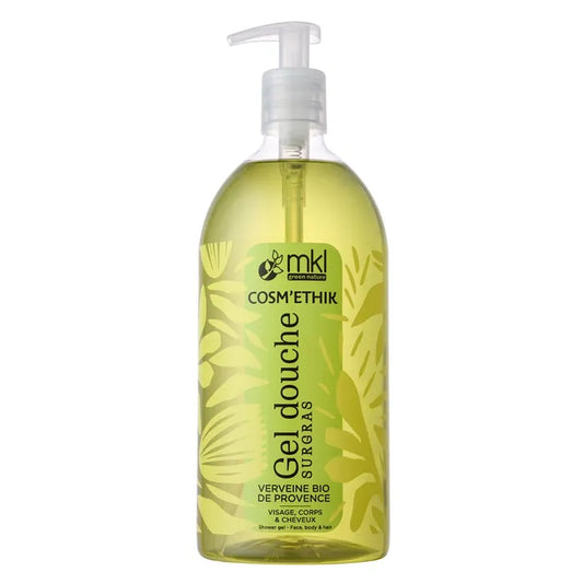 MKL Green Nature COSM'ETIK - Gel Douche Surgras Verveine Bio - Visage, Corps et Cheveux - Tous Types de Peaux, 1L