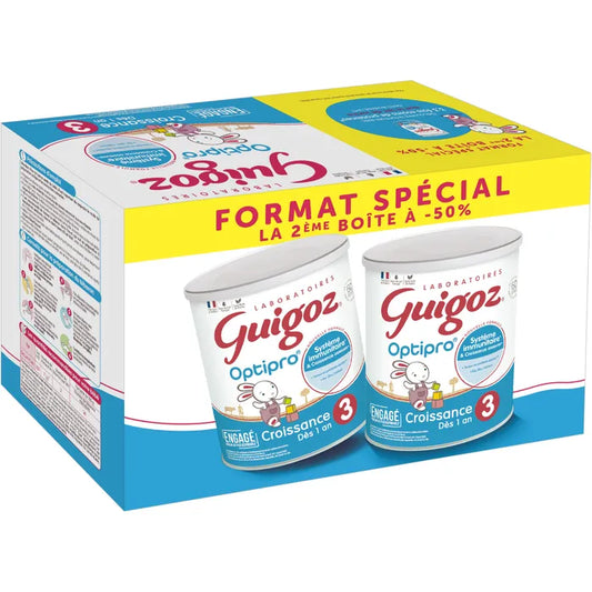 Guigoz OPTIPRO - Lait de Croissance 3ème Âge - Dès 1 an - BiPack, 2x780g