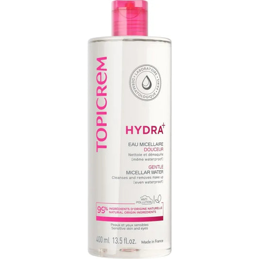 Topicrem HYDRA+ - Gentle Micellar Cleansing Water - Face and Eyes - Sensitive and Dry Skin, 400ml