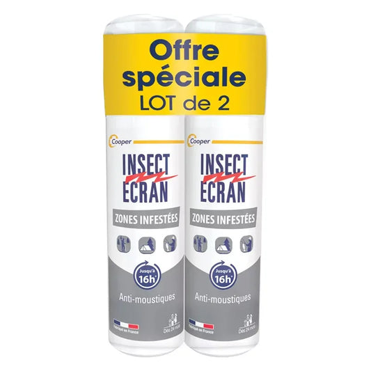 INSECT ÉCRAN Zones Infestées – Spray Anti-Moustiques – Lot de 2 x 100 ml