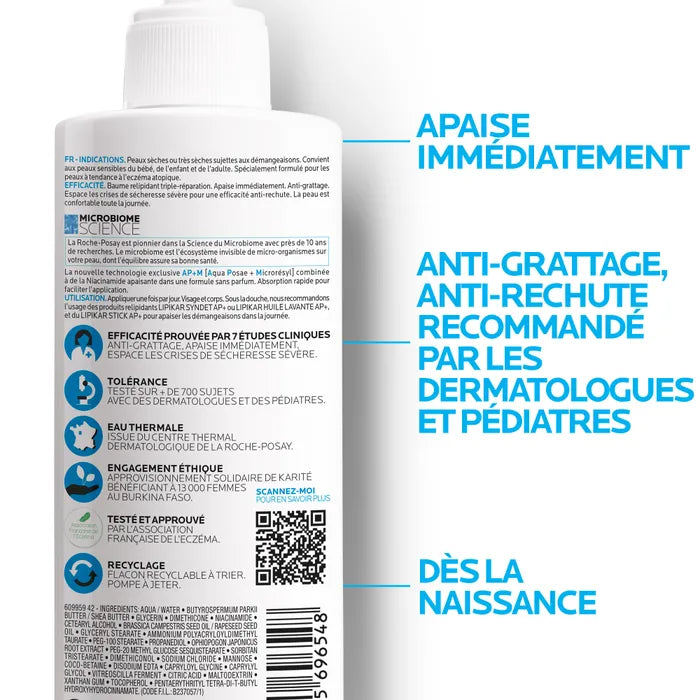 La Roche-Posay LIPIKAR AP+M – Balm for Atopic Eczema-Prone Skin, Face &amp; Body, 400 ml
