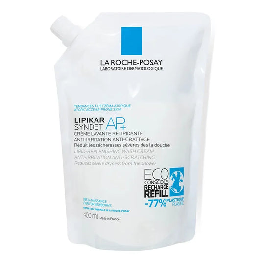 La Roche-Posay LIPIKAR SYNDET AP+ - Crème Lavante Relipidante Peaux Tendance Eczema Atopique, Eco Recharge 400ml