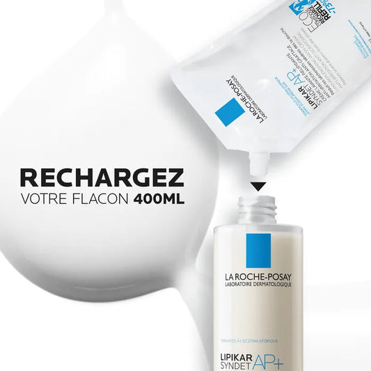 La Roche-Posay LIPIKAR SYNDET AP+ - Crème Lavante Relipidante Peaux Tendance Eczema Atopique, Eco Recharge 400ml