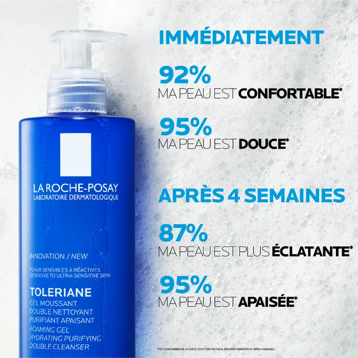La Roche-Posay TOLERIANE - Gel Moussant Nettoyant Purifiant Apaisant - Visage - Peaux Sensibles à Réactives, 400ml
