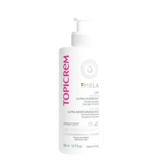 Topicrem MELA - Lait Unifiant Ultra-Hydratant SPF15 - Corps - Peaux Sensibles, 500ml