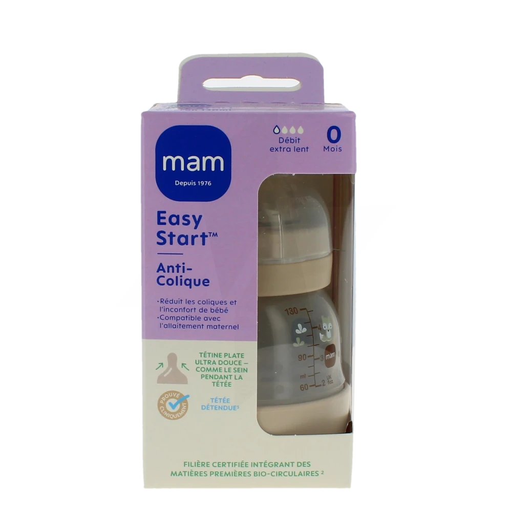 MAM Biberon Easy Start Anti‑Colique 130 ml Sable 0 mois