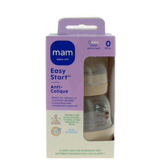 MAM Biberon Easy Start Anti‑Colique 130 ml Sable 0 mois