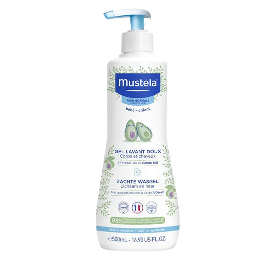 Mustela BÉBÉ - Gel Lavant Doux à l'avocat - Peau Normale, 500ml