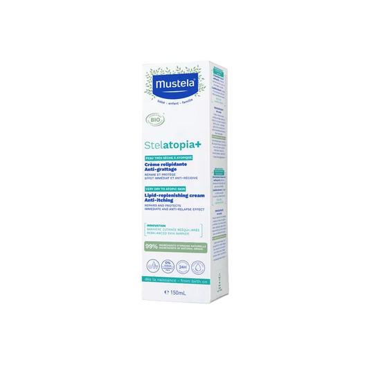 Mustela BÉBÉ STELATOPIA + - Crème Relipidante Anti-Grattage Bio - Peau très sèche à Atopique, 150ml