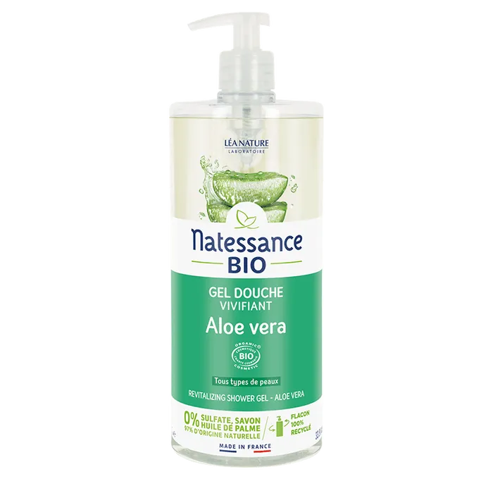 Natessance Gel Douche Vivifiant Aloe Vera Bio, 1l