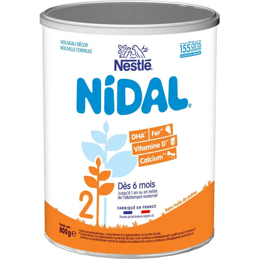 Nidal Lait en Poudre 2ème Âge - De 6 à 12 mois, 800g