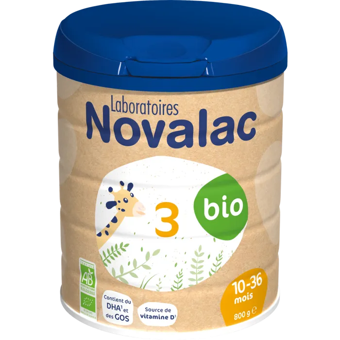 Novalac BIO - Lait de Croissance 3ème Âge Bio - De 10 à 36 mois, 800g