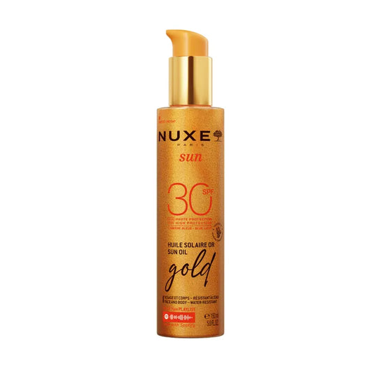 Nuxe SUN - Huile Solaire Or Haute Protection SPF30 - Visage et Corps - Tous Types de Peaux, 150ml
